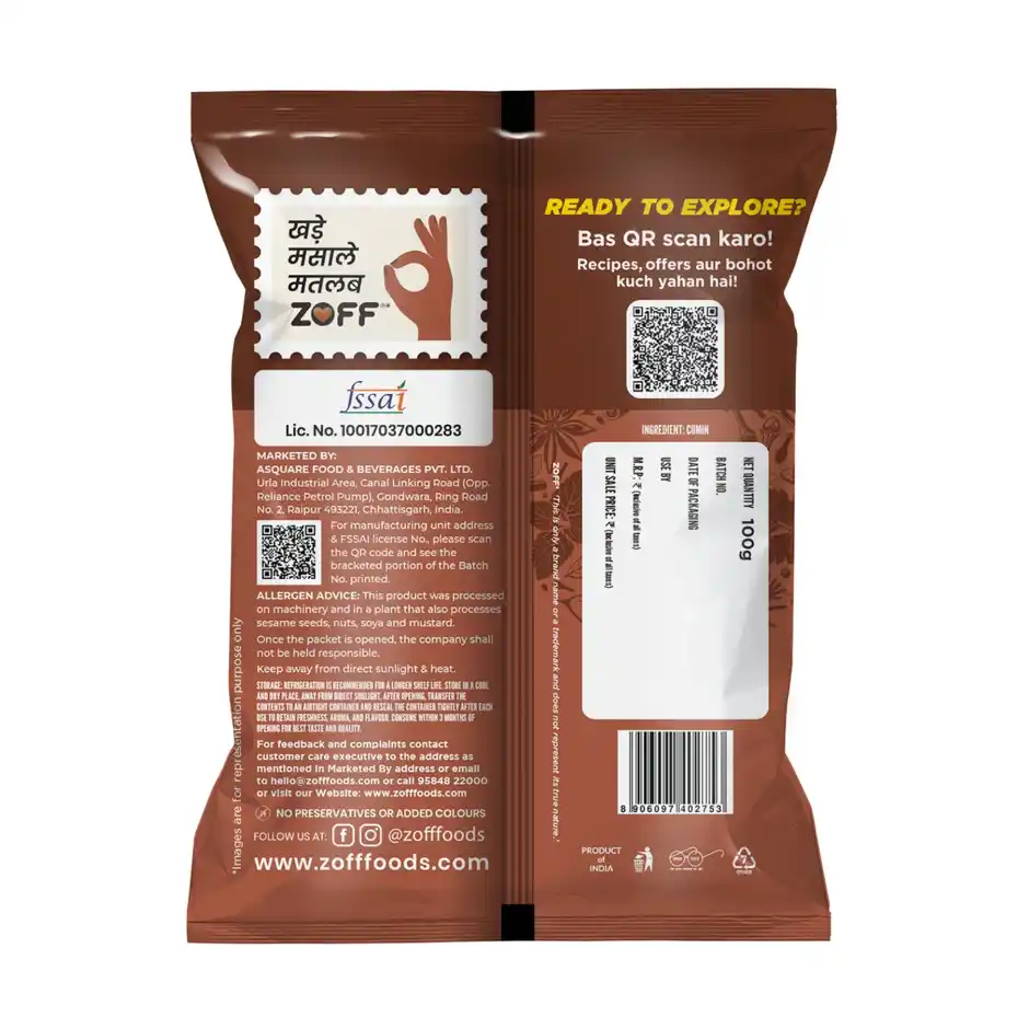 ZOFF Foods Whole Cumin Seeds - Jeera,100g