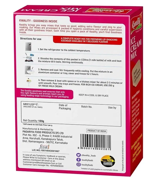 Kwality Instant Ice Cream Mix (Strawberry)