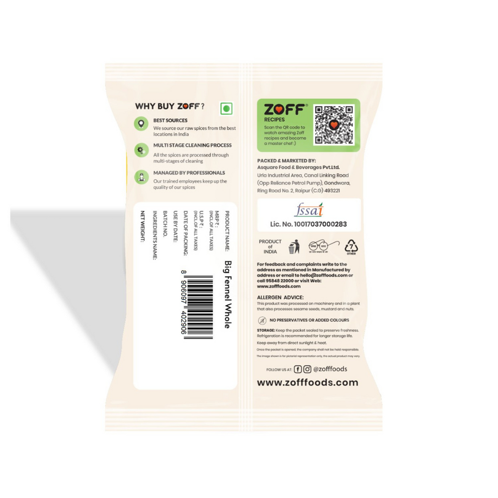Zoff Big Fennel Seeds/ Sabut Saunf